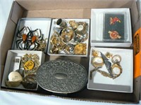 FLAT WITH COSTUME JEWELRY INCLUDING SOME STERLING