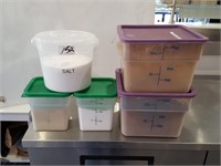 5 asst size food bins with food powders