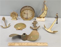 Nautical Brassware incl Quartz Ships Clock