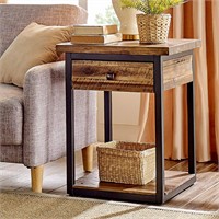 Claremont Rustic Wood End Table with Drawer
