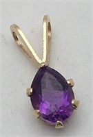 10k Gold And Purple Stone Pendant