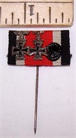 NAZI STICK PIN WITH RIBBON AND 3 MINIATURE MEDALS