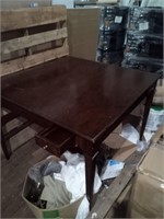 Large square brown  dining table with drawer