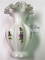 Fenton Hand Paintd Vase Silver Crest