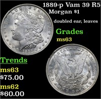 1889-p Vam 39 R5 Morgan Dollar $1 Grades Select Un