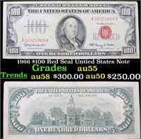 1966 $100 Red Seal Untied States Note Grades Choic