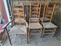Wooden Ladderback Rush Chairs