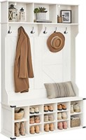 VASAGLE White Hall Tree with 16 Shoe Cubbies