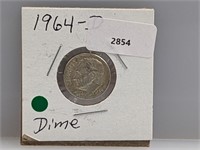 1964-D 90% Silver Roos Dime