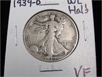 1939 D WALKING LIBERTY HALF DOLLAR 90% VF