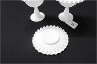 Milk Glass  Pedestal Candy Dishes and Saucer