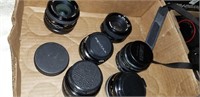 box of zoom lenses and misc.