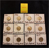 12 Buffalo Nickels (dates restored)