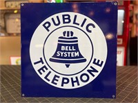18 x 18 Porcelain Public Telephone Sign
