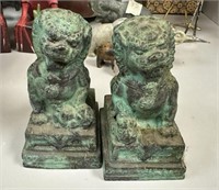 Pair of Vintage Cast Metal Foo Dog Statues