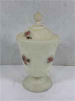 FENTON HAND PAINTED ARTIST SIGNED PEDESTAL CANDY