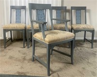 Set of 5 Vintage Blue Dining Chairs