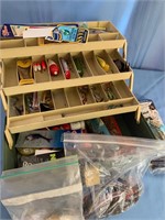 Tackle Box with Bass Lurers, Worm, Jigs, Weights +