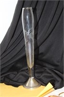 A Sterling Base Etched Glass Vase