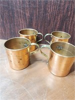 Set of Four Vintage Copper Mugs