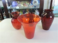 Cranberry & Ruby Glass Vases