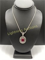 STERLING SILVER SAMUEL BETHAM RUBY PENDANT