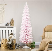 $65 6' Unlit Snow Flocked Slim Christmas Tree