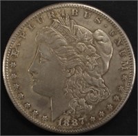 1887-S MORGAN DOLLAR AU CLEANED