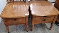 PAIR OF BASSETT END TABLES WITH RAILING
