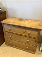 Antique solid pine three drawer dresser