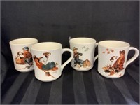 1984 Vtg. Norman Rockwell four Seasons Mugs