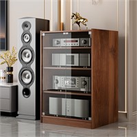 Media Storage Cabinet  4-Tier AV Stand  Brown