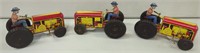 3x- Tin Windup Tractors "A Walt Reach Toy"