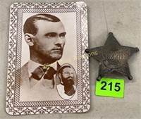 Jesse James post card & Sheriff badge