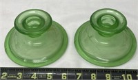 Green Depression Candle Stick Holders