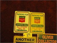 Lot of 4 Oliver Tin and Plastic Signs