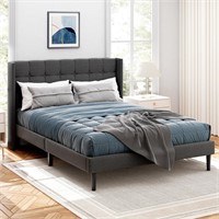 Queen Bed Frame with Tufted Headboard
