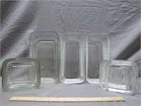 6 Ribbed Glass Pans