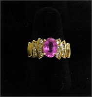 18kt diamond and pink sapphire lady's ring, size