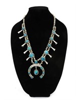 Navajo sterling and turquoise squash blossom