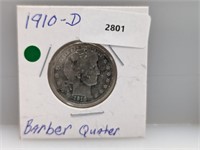 1910-D 90% Silv Barber Quarter