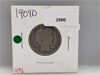 1909-D 90% Silv Barber Quarter
