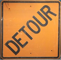 Vintage Retired Detour Street Sign