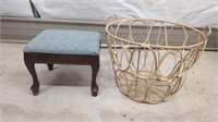 Mid-Century Foot Stool, and Clothes Basket