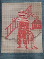 Very old fireman fire fighter sewing sampler