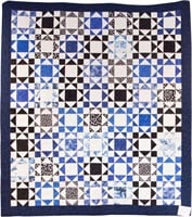 Half & Half Blue, bed quilt, 95" x 86"