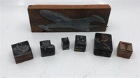 Cool Group Of Antique Printers Stamps -flag, Dr