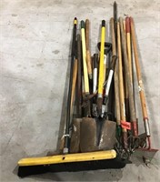 Assorted Yard Tools, Shovels, Hoes, Brooms, Etc