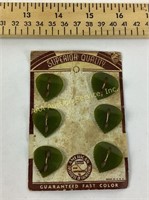 (6) green Bakelite leaf buttons on card