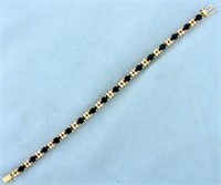 9ct TW Sapphire and Diamond Tennis Bracelet in 14K